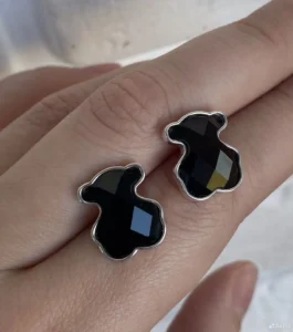 Серьги Tous Тоус серебро с чёрным ониксом 1,5 см