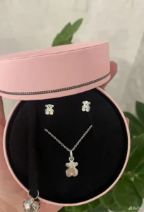 Серьги, цепочка и кулон Tous Тоус серебро