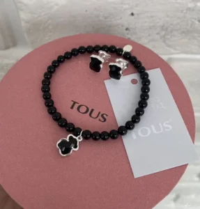 Браслет и серьги Tous Тоус чёрный оникс серебро