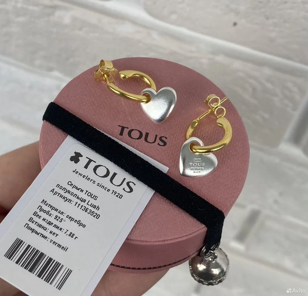 Серьги Tous Тоус Luah серебро vermeil
