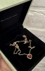 Колье Van Cleef Ван Клиф серебро золото сердолик