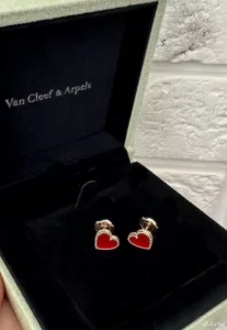 Серьги Van Cleef Ван Клиф серебро золото сердолик