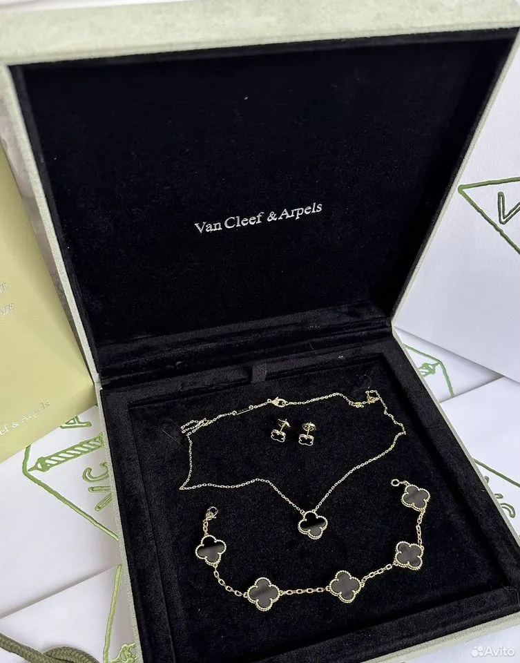 Колье, серьги т браслет Van Cleef Ван Клиф оникс — изображение 3