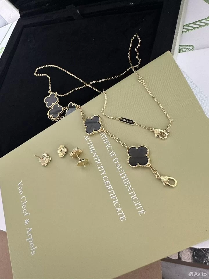 Колье, серьги т браслет Van Cleef Ван Клиф оникс — изображение 5