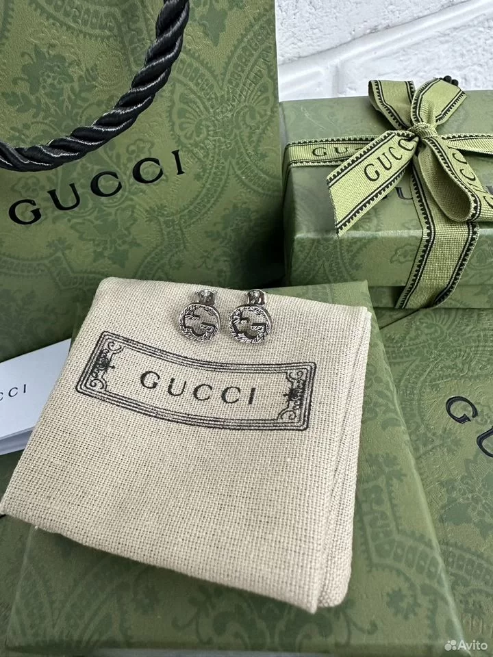 Серьги Gucci Гучи серебро — изображение 3