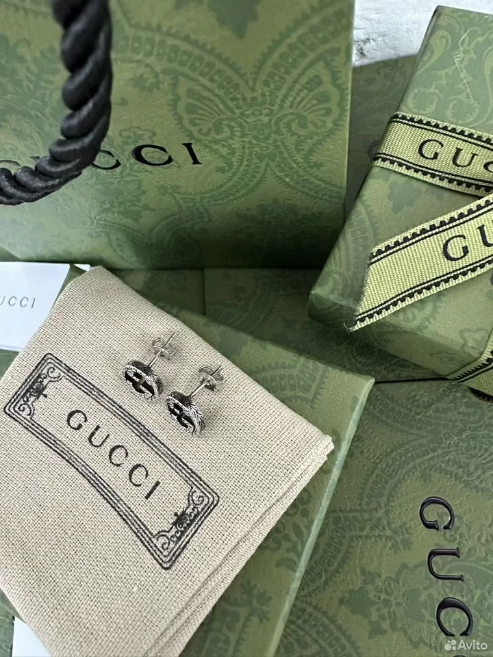 Серьги Gucci Гучи серебро — изображение 4