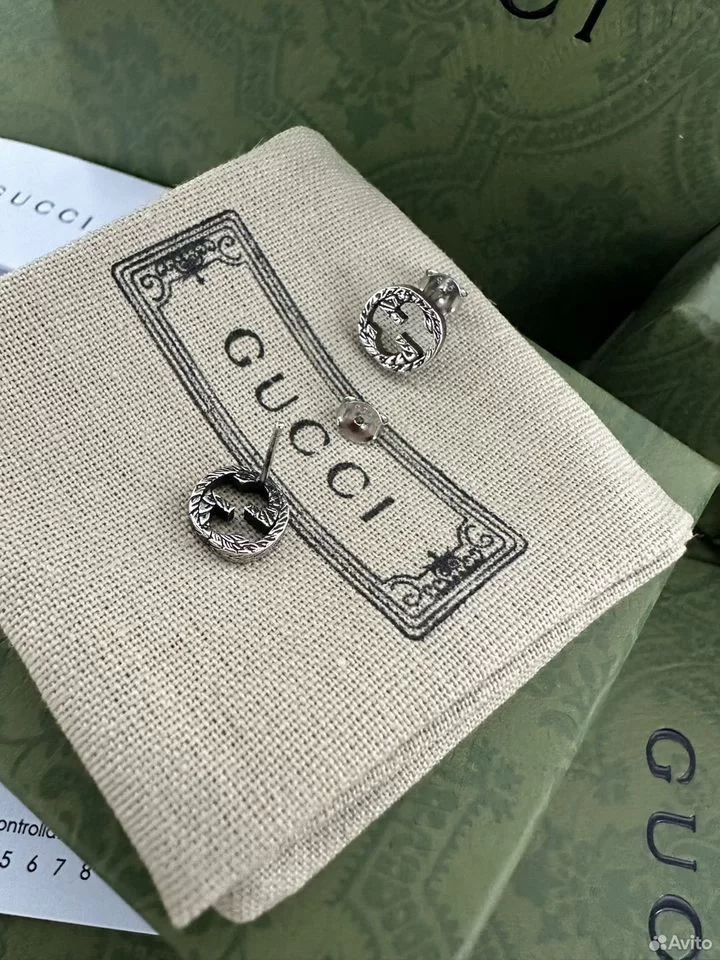 Серьги Gucci Гучи серебро — изображение 5