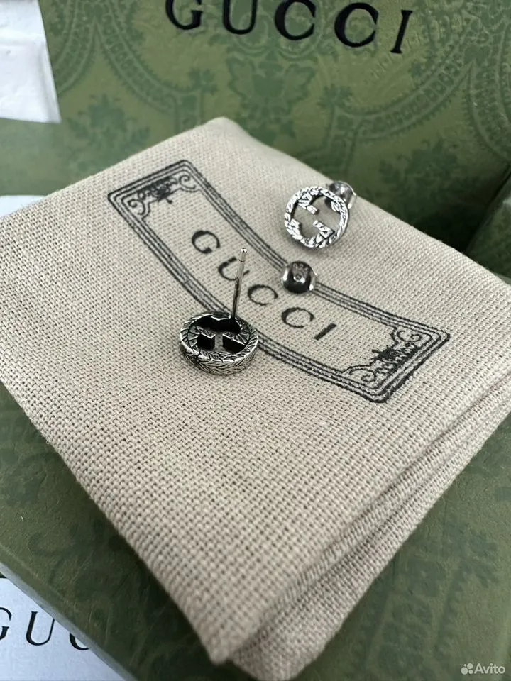 Серьги Gucci Гучи серебро — изображение 6